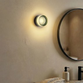 Candeeiro de Parede Design Preto com Vidro Verde Claro IP44 - Michele