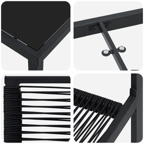 Conjunto de Jantar Jardim 5 Peças Preto Rattan PVC
