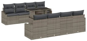 Conjunto de Sofás de Jardim de 7 Peças com Almofadas Cinza Polirattan