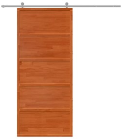 Porta de celeiro 90x208 cm madeira de pinho maciça castanho mel
