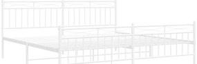 Estrutura de cama com cabeceira e pés 200x200 cm metal branco