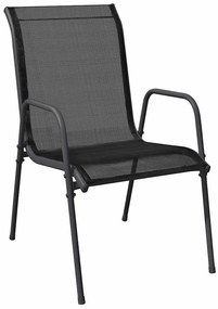 Conjunto de Jantar de Jardim com 7 peças, Preto, Textilene e Aço