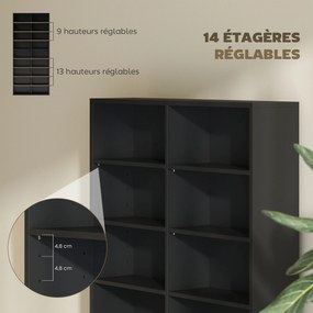 Organizador para CD e DVD com 18 compartimentos, capacidade máxima de 640 CD/360 DVD/430 Blu-ray, 78,5 x 24 x 175 cm, preto