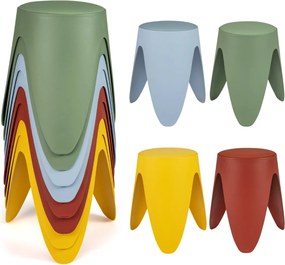 Conjunto de 8 bancos para crianças empilháveis de plástico portáteis sem encosto,, para sala de aula, escritório ou sala de estar, 46 cm, multicolorid