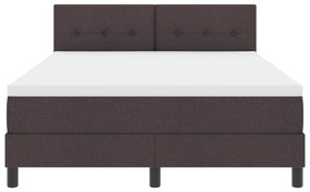 Cama Box Spring com Colchão Marrom Escuro 160x200 cm Tecido