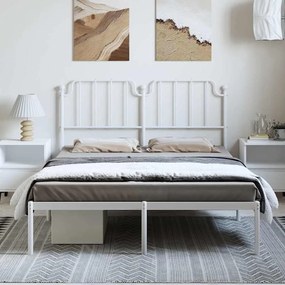 Estrutura de cama com cabeceira 150x200 cm metal branco