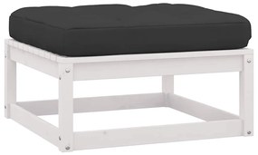 2 pcs conjunto lounge jardim c/ almofadões pinho maciço branco