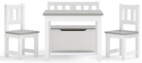 4 pcs conjunto mesa e cadeiras infantil MDF branco e cinzento