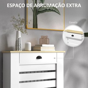 Cobertura para Radiador com Gaveta Cobertura para Radiador de MDF para Sala de Estar Dormitório Corredor 78x19x95,5 cm Branco