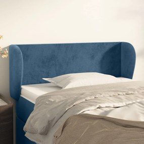 Cabeceira de cama c/ abas veludo 83x23x78/88cm azul-escuro