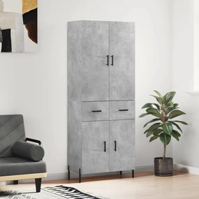 vidaXL Armário alto 69,5x34x180 cm derivados de madeira cinza cimento