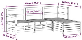 4 pcs conjunto sofás de jardim madeira de pinho maciça