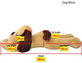 Cão de peluche 80 cm castanho