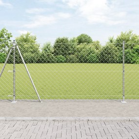 Cerca de Cadeia com 7 Postes Flangeados 1.2x10 m de Aço Galvanizado