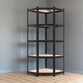 Estante em aço galvanizado para cargas pesadas até 875 kg, 180 x 70 x 40 cm Preto