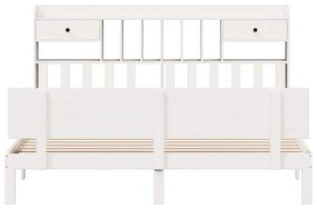 Cama com estante sem colchão 200x200 cm pinho maciço branco