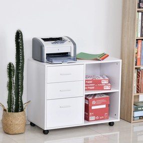 HOMCOM Suporte da impressora Escritório com 3 prateleiras reguláveis ​​80x40x65 cm Branco