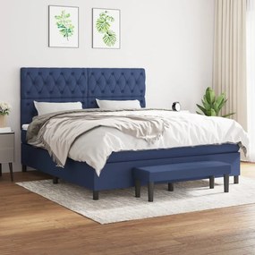 vidaXL Cama com molas/colchão 160x200 cm tecido azul