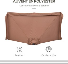 Meio guarda-sol - guarda-sol de varanda com 5 suportes metálicos, 2,3 x 1,3 x 2,49 m, poliéster de alta densidade, cor chocolate