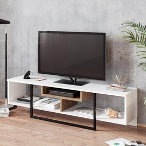 Móvel TV Asal – Branco Preto Carvalho – 149,4x40,2x35,2 cm