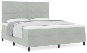 Cama Box Spring vidaXL com Colchão Cinza Claro Super King Veludo