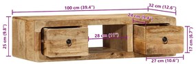 Armário de TV para parede 100x32x25 cm mangueira áspera maciça