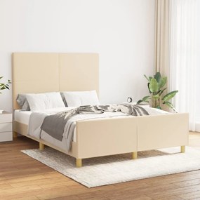Estrutura de cama sem colchão 140x200 cm tecido cor creme
