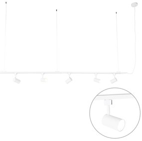 Moderno Sistema de Trilho Suspenso com 5 Focos Branco Monofásico - Jeana Moderno