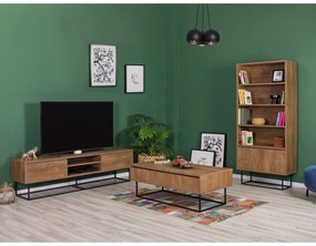Conjunto de Mobiliário de Sala de Estar Laxus – Nogueira/Preto – Tv Un