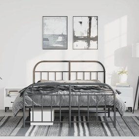 Estrutura de cama com cabeceira e pés 150x200 cm metal preto