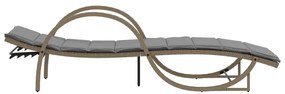 Espreguiçadeira com almofadão 60x199x42 cm vime PE bege