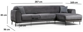Sofá-Cama de Canto Image Corner – Antracite – 287 x 169 cm