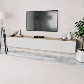 Móveis de TV em aglomerado 2 pcs 120x40x34 cm branco brilhante