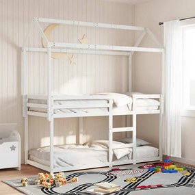 vidaXL Beliche com telhado 90x200 cm madeira de pinho maciça branco