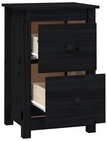 Mesa de cabeceira 40x35x61,5 cm madeira de pinho maciça preto