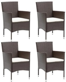 5 pcs conjunto jantar p/ jardim c/ almofadões vime PE castanho
