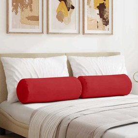vidaXL Almofadas de Apoio 2 pcs Vermelho Ø 25 x 70 cm tecido