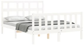 Estrutura de cama com cabeceira 140x190cm madeira maciça branco