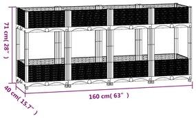 Canteiro elevado 160x40x71 cm polipropileno