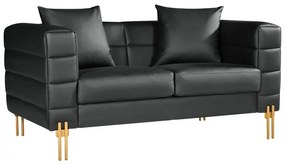 Sofá LARIOS, 2 lugares, estofado 157 x84 x 71cm pele sintética preta