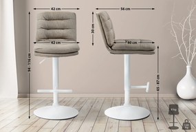 Banco de bar Damar em tecido com estrutura branca 94-116 x 42 x 56 cm Castanho acinzentado