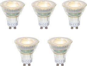 Conjunto de 5 lâmpadas LED GU10 50mm transparentes 2,5W 450 lm 2700K
