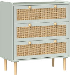 HOMCOM Cômoda em Rattan 3 Gavetas Verde Oliva 80x40x87,5 cm Verde | Aosom Portugal