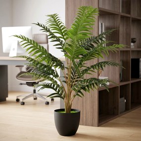 Planta artificial de interior de 90 cm, feto em vaso com ramos flexíveis, para interior e exterior