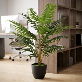 Planta artificial de interior de 90 cm, feto em vaso com ramos flexíveis, para interior e exterior
