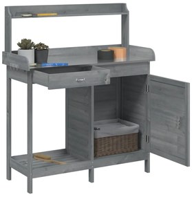 Mesa de cultivo c/ armário 110,5x45x124,5 cm abeto maciço cinza