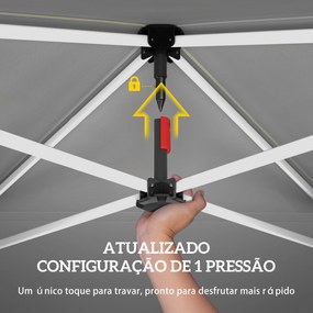 Tenda Dobrável 3x3 m Pop-up com Parede Lateral Proteção UPF50+ Empurre Central Altura Ajustável Branco