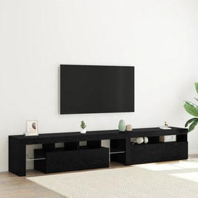 Aparadores de TV vidaXL 2 pcs com Luzes LED Carvalho Preto Madeira Engenharia
