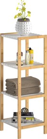 Estante de banheiro em bambu 110 x 33 x 34 cm Castanho + Branco