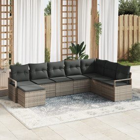 Conjunto de Sofá de Jardim vidaXL com 8 Peças e Almofadas de Rattan Ci
